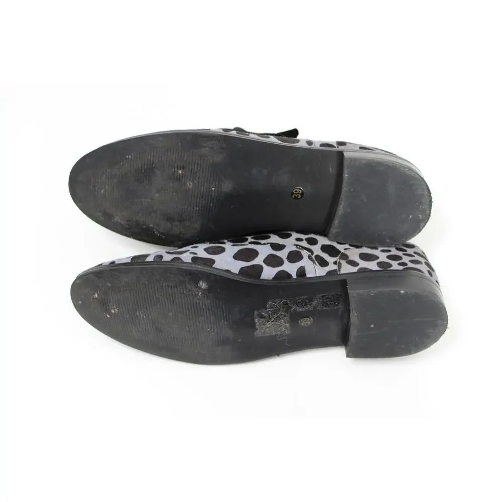 Shellys London Women's 39 8.5 Blue & Black Hair Fur Wingtip Oxford Shoes